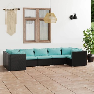vidaXL, vidaXL 7-tlg. Garten-Lounge-Set mit Kissen Poly Rattan Schwarz
