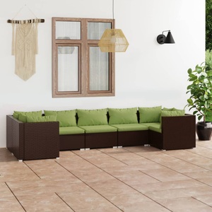 vidaXL, vidaXL 7-tlg. Garten-Lounge-Set mit Kissen Poly Rattan Braun, vidaXL 7-tlg. Garten-Lounge-Set mit Kissen Poly Rattan Braun