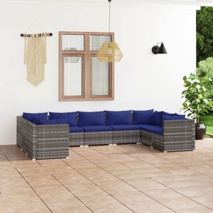 vidaXL, vidaXL 9-tlg. Garten-Lounge-Set mit Kissen Poly Rattan Grau, 