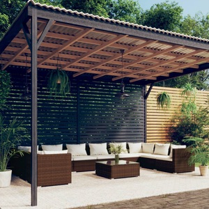 vidaXL, vidaXL 11-tlg. Garten-Lounge-Set mit Kissen Poly Rattan Braun, 
