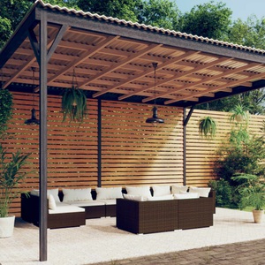 vidaXL, vidaXL 9-tlg. Garten-Lounge-Set mit Kissen Braun Poly Rattan, vidaXL 9-tlg. Garten-Lounge-Set mit Kissen Braun Poly Rattan