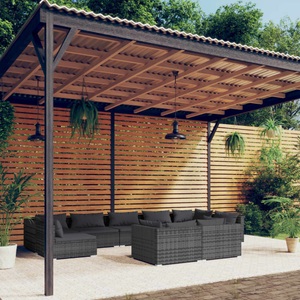vidaXL, vidaXL 9-tlg. Garten-Lounge-Set mit Kissen Grau Poly Rattan, 