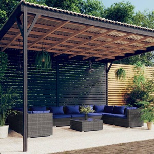 vidaXL, vidaXL 11-tlg. Garten-Lounge-Set mit Kissen Poly Rattan Grau, 