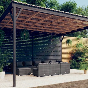 vidaXL, vidaXL 10-tlg. Garten-Lounge-Set mit Kissen Grau Poly Rattan, 
