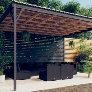 vidaXL, vidaXL 9-tlg. Garten-Lounge-Set mit Kissen Schwarz Poly Rattan, 