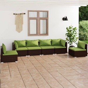vidaXL, vidaXL 6-tlg. Garten-Lounge-Set mit Kissen Poly Rattan Braun, 
