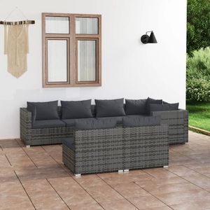 vidaXL, vidaXL 7-tlg. Garten-Lounge-Set mit Kissen Grau Poly Rattan, 