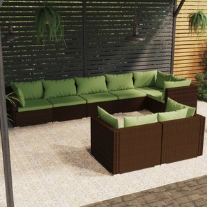 vidaXL, vidaXL 8-tlg. Garten-Lounge-Set mit Kissen Braun Poly Rattan, 