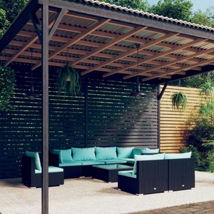 vidaXL, vidaXL 9-tlg. Garten-Lounge-Set mit Kissen Poly Rattan Schwarz, 