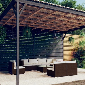 vidaXL, vidaXL 9-tlg. Garten-Lounge-Set mit Kissen Poly Rattan Braun, 