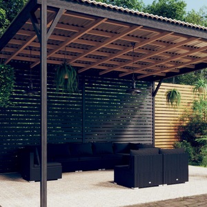 vidaXL, vidaXL 9-tlg. Garten-Lounge-Set mit Kissen Poly Rattan Schwarz, 
