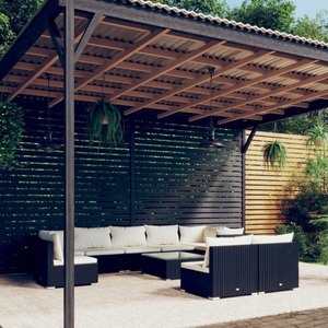 vidaXL, vidaXL 10-tlg. Garten-Lounge-Set mit Kissen Poly Rattan Schwarz, 
