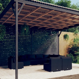 vidaXL, vidaXL 9-tlg. Garten-Lounge-Set mit Kissen Poly Rattan Schwarz, 