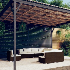 vidaXL, vidaXL 9-tlg. Garten-Lounge-Set mit Kissen Poly Rattan Braun, vidaXL 9-tlg. Garten-Lounge-Set mit Kissen Poly Rattan Braun