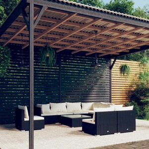 vidaXL, vidaXL 10-tlg. Garten-Lounge-Set mit Kissen Poly Rattan Schwarz, 