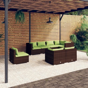 vidaXL, vidaXL 8-tlg. Garten-Lounge-Set mit Kissen Poly Rattan Braun, 