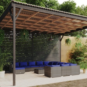 vidaXL, vidaXL 13-tlg. Garten-Lounge-Set mit Kissen Poly Rattan Grau, 