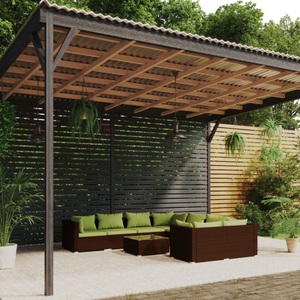 vidaXL, vidaXL 9-tlg. Garten-Lounge-Set mit Kissen Poly Rattan Braun, 