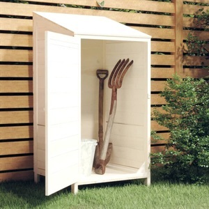 vidaXL, vidaXL Geräteschuppen Weiß 55x52x112 cm Massivholz Tanne, vidaXL Geräteschuppen Weiß 55x52x112 cm Massivholz Tanne