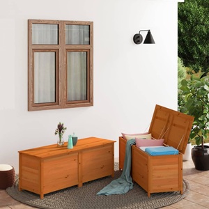 vidaXL, vidaXL Outdoor-Kissenbox Braun 200x50x56 cm Massivholz Tanne, 
