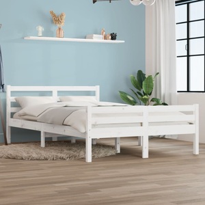 vidaXL, vidaXL Massivholzbett Weiß 150x200 cm 5FT King Size