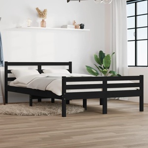 vidaXL, vidaXL Massivholzbett Schwarz 160x200 cm