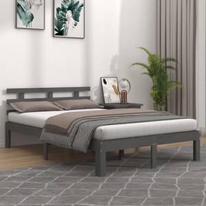 vidaXL, vidaXL Massivholzbett Grau 160x200 cm, 