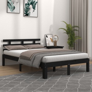 vidaXL, vidaXL Massivholzbett Schwarz 200x200 cm