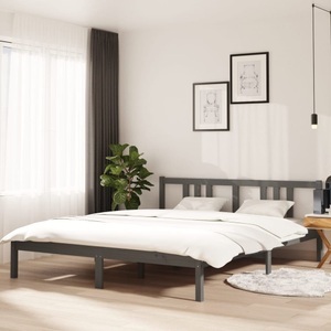 vidaXL, vidaXL Massivholzbett Grau 160x200 cm