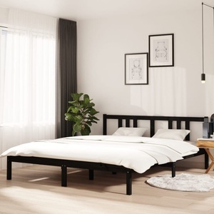 vidaXL, vidaXL Massivholzbett Schwarz 160x200 cm, vidaXL Massivholzbett Schwarz 160x200 cm