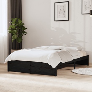 vidaXL, vidaXL Massivholzbett Schwarz 120x190 cm 4FT Small Double