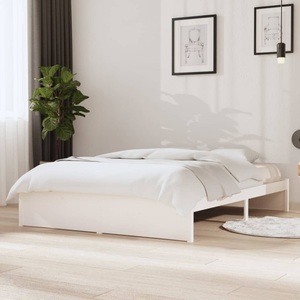 vidaXL, vidaXL Massivholzbett Weiß 135x190 cm 4FT6 Double