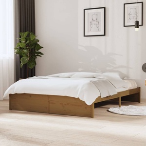 vidaXL, vidaXL Massivholzbett Honigbraun 135x190 cm 4FT6 Double