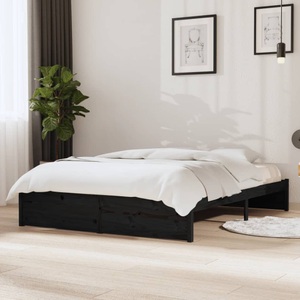 vidaXL, vidaXL Massivholzbett Schwarz 140x190 cm