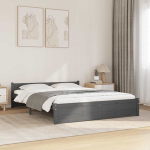 vidaXL, vidaXL Massivholzbett Grau 135x190 cm 4FT6 Double