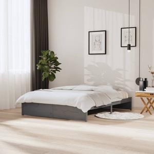 vidaXL, vidaXL Massivholzbett Grau 150x200 cm 5FT King Size