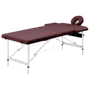 Lightwin, Massagetisch Klappbar 2 Zonen Aluminium Dunkellila, vidaXL Massageliege Klappbar 2-Zonen Aluminiumgestell Bordeaux-Lila
