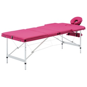 Lightwin, Massagetisch Klappbar 3 Zonen Aluminium Rosa, vidaXL Massageliege Klappbar 3-Zonen mit Aluminiumgestell Rosa
