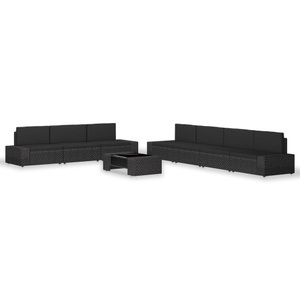 Diverse Hardware, 8-tlg. Garten-Lounge-Set Poly Rattan Schwarz