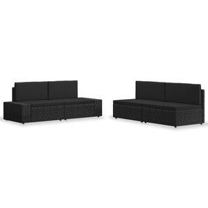 Diverse Hardware, 4-tlg. Garten-Lounge-Set Poly Rattan Schwarz