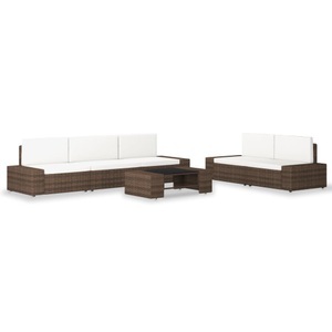 Diverse Hardware, 6-tlg. Garten-Lounge-Set Poly Rattan Braun