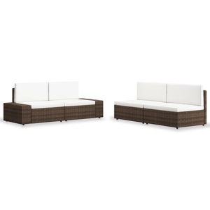 Diverse Hardware, 4-tlg. Garten-Lounge-Set Poly Rattan Braun