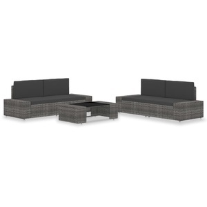Diverse Hardware, 5-tlg. Garten-Lounge-Set Poly Rattan Grau
