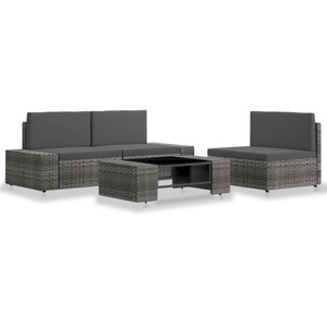 Diverse Hardware, 4-tlg. Garten-Lounge-Set Poly Rattan Grau