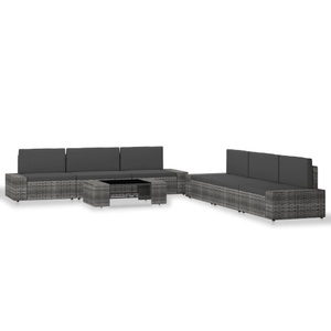 Diverse Hardware, 7-tlg. Garten-Lounge-Set Poly Rattan Grau