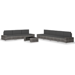 Diverse Hardware, 8-tlg. Garten-Lounge-Set Poly Rattan Grau