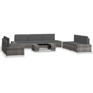 Diverse Hardware, 8-tlg. Garten-Lounge-Set Poly Rattan Grau