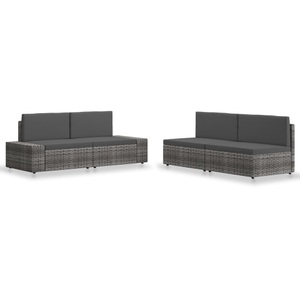 4-tlg. Garten-Lounge-Set Poly Rattan Grau
