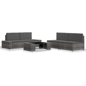 Diverse Hardware, 5-tlg. Garten-Lounge-Set Poly Rattan Grau