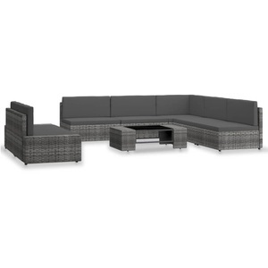 Diverse Hardware, 7-tlg. Garten-Lounge-Set Poly Rattan Grau